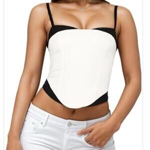 White Fox Boutique Feel The Spark Bustier Top Size XS black and white